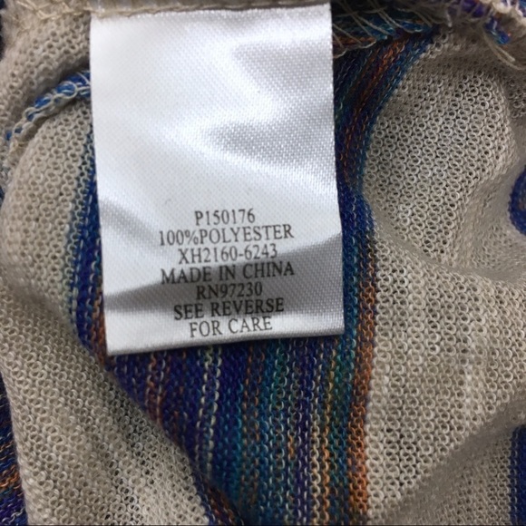 ABSOLUTELY FAMOUS Top Stripe Heathered Space Dye Asymmetrical Woven Size Medium - Picture 6 of 7